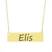 Colar Nome Personalizado Chapinha Gravação Elis Banhado Ouro 18K - 999004295 Colar Nome Personalizado Chapinha Gravação Elis Banhado Ouro 18K - 999004295