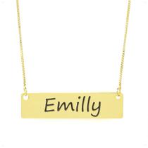 Colar Nome Personalizado Chapinha Gravação Emilly Banhado Ouro 18K - 999004302