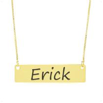 Colar Nome Personalizado Chapinha Gravação Erick Banhado Ouro 18K - 999004028 Colar Nome Personalizado Chapinha Gravação Erick Banhado Ouro 18K - 999004028