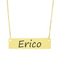 Colar Nome Personalizado Chapinha Gravação Erico Banhado Ouro 18K - 999004029