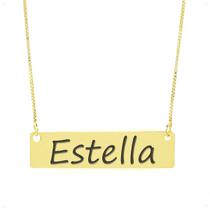 Colar Nome Personalizado Chapinha Gravação Estella Banhado Ouro 18K - 999004305