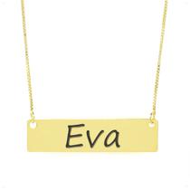 Colar Nome Personalizado Chapinha Gravação Eva Banhado Ouro 18K - 999004309