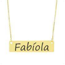 Colar Nome Personalizado Chapinha Gravação Fabíola Banhado Ouro 18K - 999004313