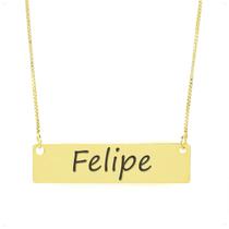 Colar Nome Personalizado Chapinha Gravação Felipe Banhado Ouro 18K - 999004032 Colar Nome Personalizado Chapinha Gravação Felipe Banhado Ouro 18K - 999004032