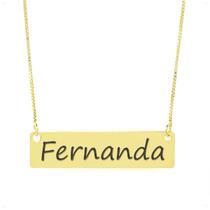 Colar Nome Personalizado Chapinha Gravação Fernanda Banhado Ouro 18K - 999004317