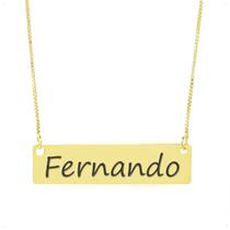 Colar Nome Personalizado Chapinha Gravação Fernando Banhado Ouro 18K - 999004034 Colar Nome Personalizado Chapinha Gravação Fernando Banhado Ouro 18K - 999004034