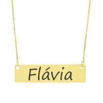 Colar Nome Personalizado Chapinha Gravação Flávia Banhado Ouro 18K - 999004318