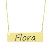 Colar Nome Personalizado Chapinha Gravação Flora Banhado Ouro 18K - 999004320 Colar Nome Personalizado Chapinha Gravação Flora Banhado Ouro 18K - 999004320