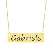 Colar Nome Personalizado Chapinha Gravação Gabriele Banhado Ouro 18K - 999004327