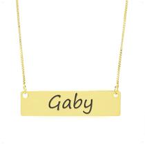 Colar Nome Personalizado Chapinha Gravação Gaby Banhado Ouro 18K - 999004332 Colar Nome Personalizado Chapinha Gravação Gaby Banhado Ouro 18K - 999004332