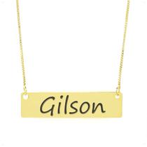 Colar Nome Personalizado Chapinha Gravação Gilson Banhado Ouro 18K - 999004192