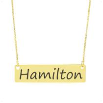Colar Nome Personalizado Chapinha Gravação Hamilton Banhado Ouro 18K - 999004194
