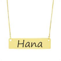 Colar Nome Personalizado Chapinha Gravação Hana Banhado Ouro 18K - 999004344