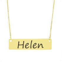 Colar Nome Personalizado Chapinha Gravação Helen Banhado Ouro 18K - 999004346 Colar Nome Personalizado Chapinha Gravação Helen Banhado Ouro 18K - 999004346