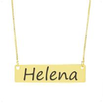 Colar Nome Personalizado Chapinha Gravação Helena Banhado Ouro 18K - 999004347