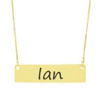 Colar Nome Personalizado Chapinha Gravação Ian Banhado Ouro 18K - 999004046