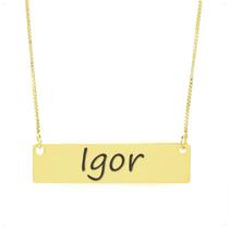 Colar Nome Personalizado Chapinha Gravação Igor Banhado Ouro 18K - 999004047