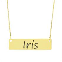 Colar Nome Personalizado Chapinha Gravação Iris Banhado Ouro 18K - 999004354 Colar Nome Personalizado Chapinha Gravação Iris Banhado Ouro 18K - 999004354