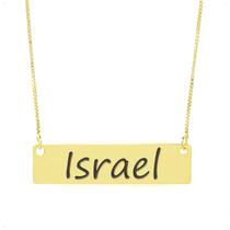 Colar Nome Personalizado Chapinha Gravação Israel Banhado Ouro 18K - 999004050 Colar Nome Personalizado Chapinha Gravação Israel Banhado Ouro 18K - 999004050