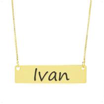 Colar Nome Personalizado Chapinha Gravação Ivan Banhado Ouro 18K - 999004200 Colar Nome Personalizado Chapinha Gravação Ivan Banhado Ouro 18K - 999004200