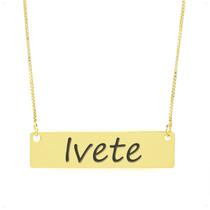 Colar Nome Personalizado Chapinha Gravação Ivete Banhado Ouro 18K - 999004361