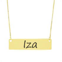 Colar Nome Personalizado Chapinha Gravação Iza Banhado Ouro 18K - 999004362