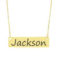 Colar Nome Personalizado Chapinha Gravação Jackson Banhado Ouro 18K - 999004051 Colar Nome Personalizado Chapinha Gravação Jackson Banhado Ouro 18K - 999004051