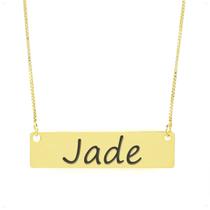 Colar Nome Personalizado Chapinha Gravação Jade Banhado Ouro 18K - 999004365 Colar Nome Personalizado Chapinha Gravação Jade Banhado Ouro 18K - 999004365