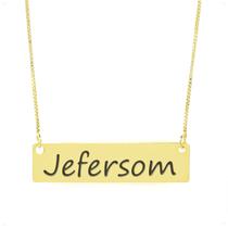 Colar Nome Personalizado Chapinha Gravação Jefersom Banhado Ouro 18K - 999004055 Colar Nome Personalizado Chapinha Gravação Jefersom Banhado Ouro 18K - 999004055