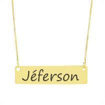 Colar Nome Personalizado Chapinha Gravação Jéferson Banhado Ouro 18K - 999004056 Colar Nome Personalizado Chapinha Gravação Jéferson Banhado Ouro 18K - 999004056