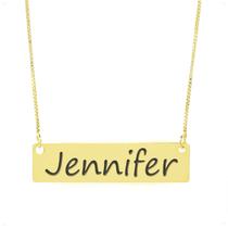 Colar Nome Personalizado Chapinha Gravação Jennifer Banhado Ouro 18K - 999004372