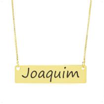 Colar Nome Personalizado Chapinha Gravação Joaquim Banhado Ouro 18K - 999004061