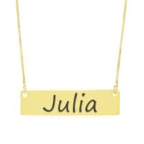 Colar Nome Personalizado Chapinha Gravação Julia Banhado Ouro 18K - 999004378 Colar Nome Personalizado Chapinha Gravação Julia Banhado Ouro 18K - 999004378