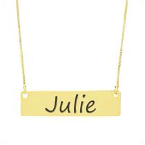 Colar Nome Personalizado Chapinha Gravação Julie Banhado Ouro 18K - 999004382