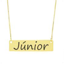 Colar Nome Personalizado Chapinha Gravação Júnior Banhado Ouro 18K - 999004064