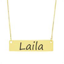 Colar Nome Personalizado Chapinha Gravação Laila Banhado Ouro 18K - 999004404