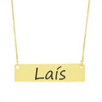 Colar Nome Personalizado Chapinha Gravação Laís Banhado Ouro 18K - 999004405 Colar Nome Personalizado Chapinha Gravação Laís Banhado Ouro 18K - 999004405