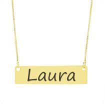 Colar Nome Personalizado Chapinha Gravação Laura Banhado Ouro 18K - 999004408 Colar Nome Personalizado Chapinha Gravação Laura Banhado Ouro 18K - 999004408
