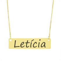 Colar Nome Personalizado Chapinha Gravação Letícia Banhado Ouro 18K - 999004409
