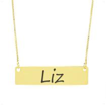 Colar Nome Personalizado Chapinha Gravação Liz Banhado Ouro 18K - 999004411 Colar Nome Personalizado Chapinha Gravação Liz Banhado Ouro 18K - 999004411