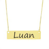 Colar Nome Personalizado Chapinha Gravação Luan Banhado Ouro 18K - 999004074