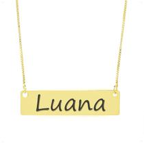 Colar Nome Personalizado Chapinha Gravação Luana Banhado Ouro 18K - 999004414