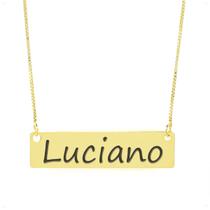 Colar Nome Personalizado Chapinha Gravação Luciano Banhado Ouro 18K - 999004077
