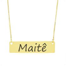 Colar Nome Personalizado Chapinha Gravação Maitê Banhado Ouro 18K - 999004418