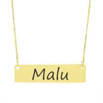 Colar Nome Personalizado Chapinha Gravação Malu Banhado Ouro 18K - 999004419