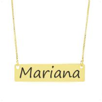 Colar Nome Personalizado Chapinha Gravação Mariana Banhado Ouro 18K - 999004425