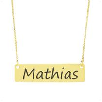 Colar Nome Personalizado Chapinha Gravação Mathias Banhado Ouro 18K - 999004211
