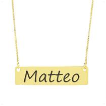 Colar Nome Personalizado Chapinha Gravação Matteo Banhado Ouro 18K - 999004089
