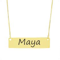 Colar Nome Personalizado Chapinha Gravação Maya Banhado Ouro 18K - 999004428