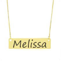 Colar Nome Personalizado Chapinha Gravação Melissa Banhado Ouro 18K - 999004431 Colar Nome Personalizado Chapinha Gravação Melissa Banhado Ouro 18K - 999004431